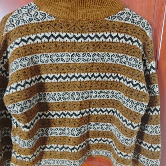 Sezane Thais jacket sz S sweater cardigan kid mohair brown jacquard - Picture 11 of 13